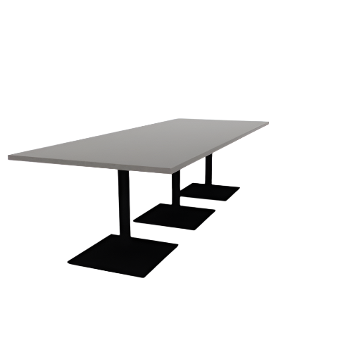 Proof 42" x 108" Rectangle Pedestal Cafe Table with Square Steel Base Set of 3 HPL Top