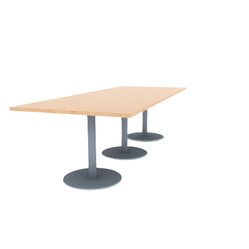 Proof 42" x 108" Rectangle Pedestal Cafe Table with Round Stainless Steel Base Set of 3 HPL Top