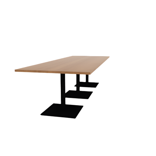 Proof 42" x 120" Rectangle Pedestal Cafe Table with Square Steel Base Set of 3 HPL Top