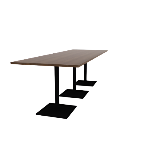 Proof 42" x 120" Rectangle Pedestal Counter Table with Square Steel Base Set of 3 HPL Top