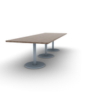 Proof 42" x 120" Rectangle Pedestal Cafe Table with Round Stainless Steel Base Set of 3 HPL Top