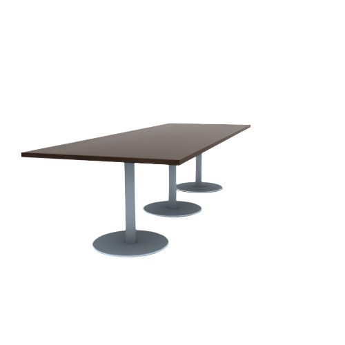 Proof 42" x 120" Rectangle Pedestal Cafe Table with Round Stainless Steel Base Set of 3 HPL Top