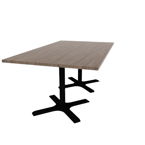 Proof 42" x 72" Rectangle Pedestal Cafe Table with X-Base Pair HPL Top