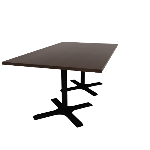 Proof 42" x 72" Rectangle Pedestal Cafe Table with X-Base Pair HPL Top