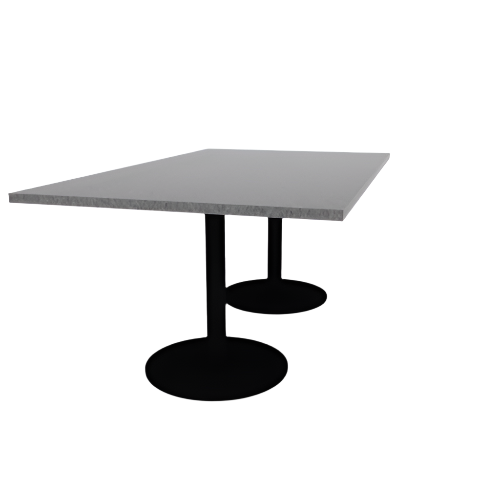 Proof 42" x 72" Rectangle Pedestal Cafe Table with Round Steel Base Pair HPL Top