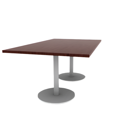 Proof 42" x 72" Rectangle Pedestal Cafe Table with Round Steel Base Pair HPL Top