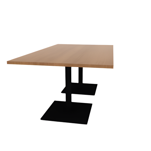 Proof 42" x 72" Rectangle Pedestal Cafe Table with Square Steel Base Pair HPL Top