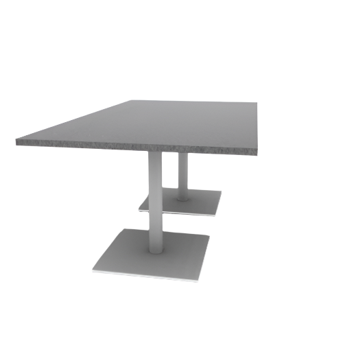 Proof 42" x 72" Rectangle Pedestal Cafe Table with Square Steel Base Pair HPL Top