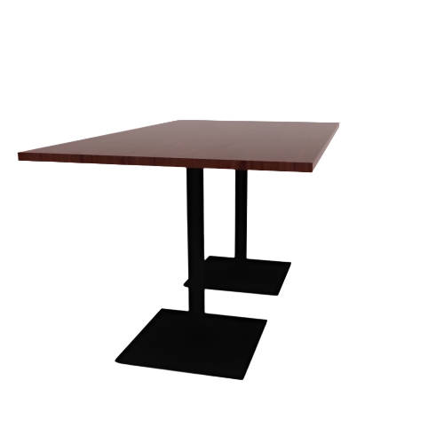 Proof 42" x 72" Rectangle Pedestal Counter Table with Square Steel Base Pair HPL Top