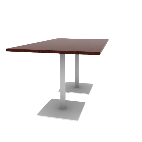 Proof 42" x 72" Rectangle Pedestal Counter Table with Square Steel Base Pair HPL Top