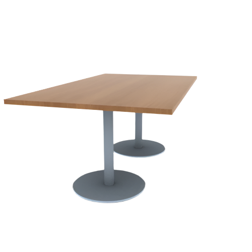 Proof 42" x 72" Rectangle Pedestal Cafe Table with Round Stainless Steel Base Pair HPL Top