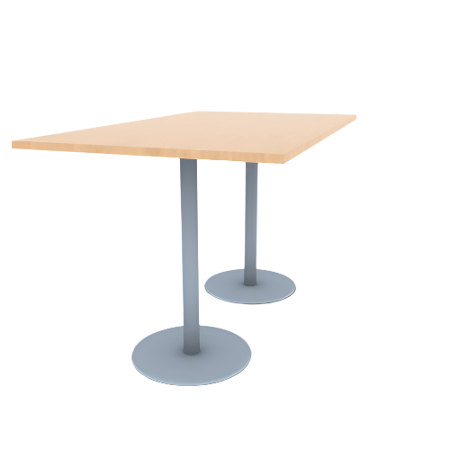 Proof 42" x 72" Rectangle Pedestal Counter Table with Round Stainless Steel Base Pair HPL Top