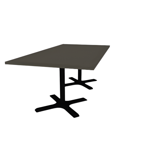 Proof 42" x 84" Rectangle Pedestal Cafe Table with X-Base Pair HPL Top