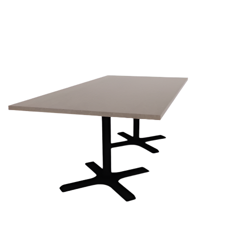 Proof 42" x 84" Rectangle Pedestal Cafe Table with X-Base Pair HPL Top