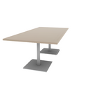 Proof 42" x 84" Rectangle Pedestal Cafe Table with Square Steel Base Pair HPL Top