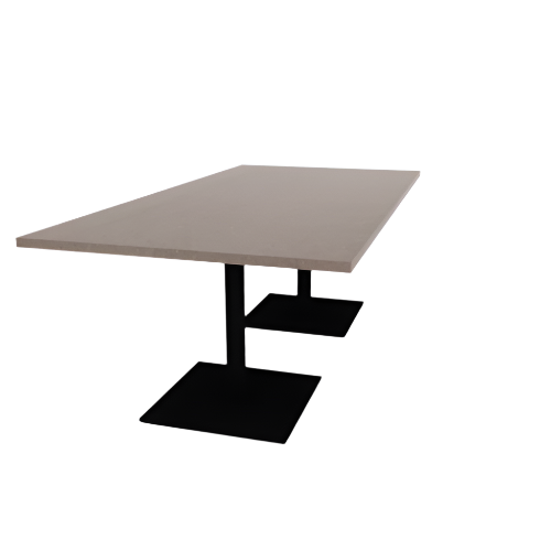 Proof 42" x 84" Rectangle Pedestal Cafe Table with Square Steel Base Pair HPL Top