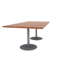 Proof 42" x 84" Rectangle Pedestal Cafe Table with Round Stainless Steel Base Pair HPL Top