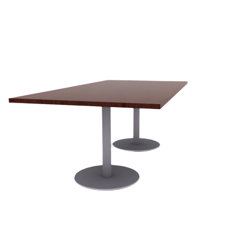 Proof 42" x 84" Rectangle Pedestal Cafe Table with Round Stainless Steel Base Pair HPL Top