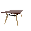 Rang 42" x 84" Rounded Rectangle Cafe Table Solid Wood Legs Steel Apron HPL Top with Square Edge 30"H