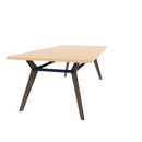 Rang 42" x 84" Rounded Rectangle Cafe Table Solid Wood Legs Steel Apron HPL Top with Square Edge 30"H