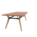 Rang 42" x 84" Rounded Rectangle Cafe Table Solid Wood Legs Steel Apron HPL Top with Square Edge 30"H