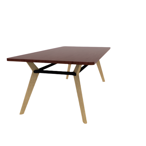 Rang 42" x 84" Rounded Rectangle Cafe Table Solid Wood Legs Steel Apron HPL Top with Square Edge 30"H