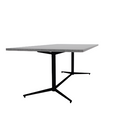 Vaux 42 x 84" Rounded Rectangle Cafe Table HPL Top with Square Edge Glides 30"H