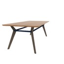 Rang 42" x 84" Rounded Rectangle Cafe Table Solid Wood Legs Steel Apron HPL Top with Knife Edge 30"H