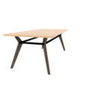 Rang 42" x 84" Rounded Rectangle Cafe Table Solid Wood Legs Steel Apron HPL Top with Knife Edge 30"H