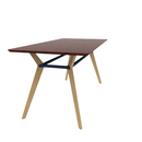 Rang 42" x 84" Rounded Rectangle Bar Table Solid Wood Legs Steel Apron HPL Top with Knife Edge 42"H