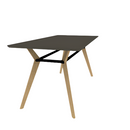 Rang 42" x 84" Rounded Rectangle Bar Table Solid Wood Legs Steel Apron HPL Top with Knife Edge 42"H