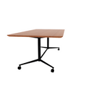 Vaux 42 x 84" Rounded Rectangle Cafe Table HPL Top with Knife  Edge Casters 30"H