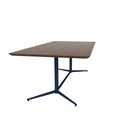 Vaux 42 x 84" Rounded Rectangle Cafe Table HPL Top with Knife  Edge Glides 30"H