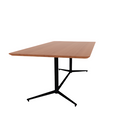 Vaux 42 x 84" Rounded Rectangle Cafe Table HPL Top with Knife  Edge Glides 30"H