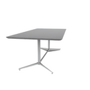 Vaux 42 x 84" Rounded Rectangle Cafe Table HPL Top with Knife  Edge Glides 30"H