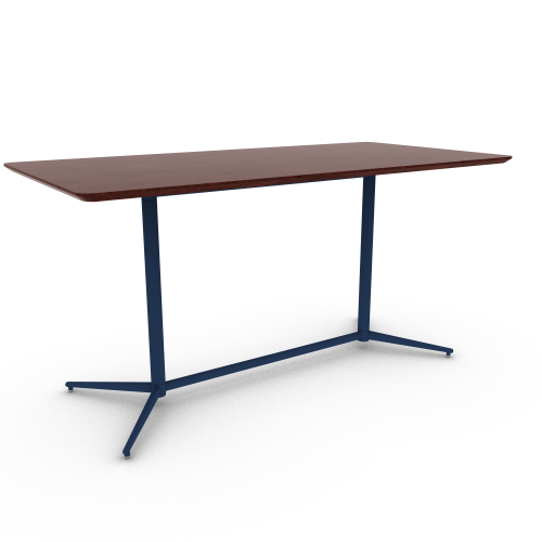 Vaux 42 x 84" Rounded Rectangle Bar Table HPL Top with Knife Edge Glides 42"H