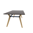 Rang 42" x 84" Rectangle Cafe Table Solid Wood Legs Steel Apron HPL Top with Knife Edge 30"H