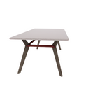 Rang 42" x 84" Rectangle Cafe Table Solid Wood Legs Steel Apron HPL Top with Knife Edge 30"H