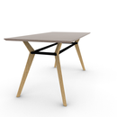 Rang 42" x 84" Rectangle Bar Table Solid Wood Legs Steel Apron HPL Top with Knife Edge 42"H