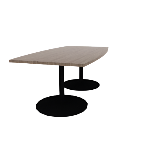 Proof 42" x 84" Boat Pedestal Cafe Table with Cast Iron Round Base Pair HPL Top 3MM PVC Edge