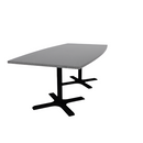 Proof 42" x 84" Boat Pedestal Cafe Table with Cast Iron X-Base Pair HPL Top 3MM PVC Edge