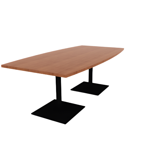 Proof 42" x 84" Boat Pedestal Cafe Table with Square Steel Base Pair HPL Top 3MM PVC Edge