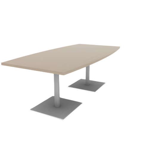 Proof 42" x 84" Boat Pedestal Cafe Table with Square Steel Base Pair HPL Top 3MM PVC Edge