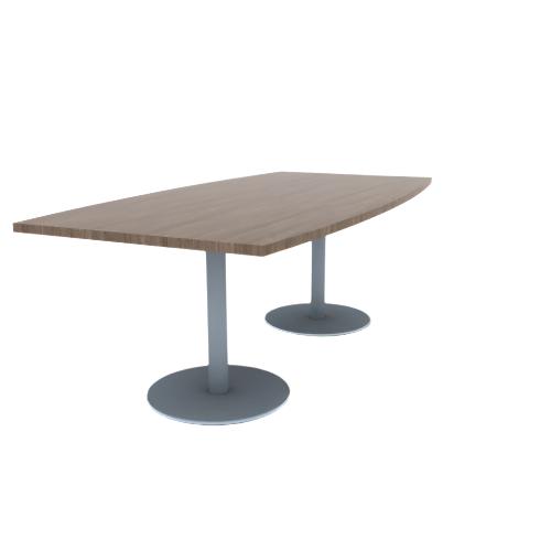 Proof 42" x 84" Boat Pedestal Cafe Table with Round Stainless Steel Base Pair HPL Top 3MM PVC Edge