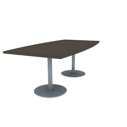 Proof 42" x 84" Boat Pedestal Cafe Table with Round Stainless Steel Base Pair HPL Top 3MM PVC Edge