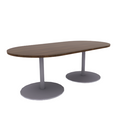 Proof 42" x 84" Racetrack Pedestal Cafe Table with Cast Iron Round Base Pair HPL Top
