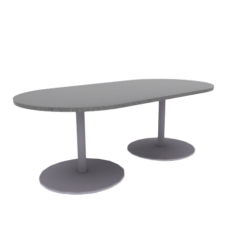 Proof 42" x 84" Racetrack Pedestal Cafe Table with Cast Iron Round Base Pair HPL Top