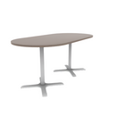 Proof 42" x 84" Racetrack Pedestal Counter Table with X-Base Pair HPL Top