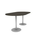 Proof 42" x 84" Racetrack Pedestal Counter Table with Round Steel Base Pair HPL Top