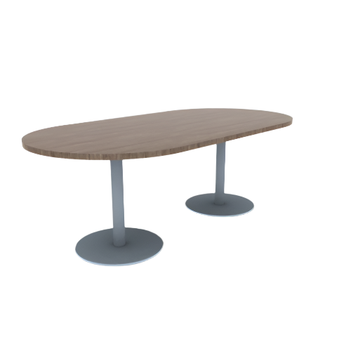 Proof 42" x 84" Racetrack Pedestal Cafe Table with Round Stainless Steel Base Pair HPL Top